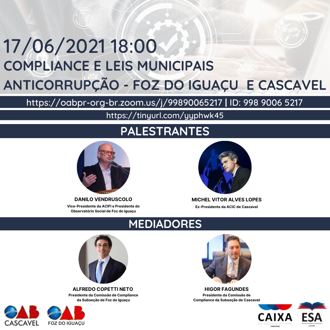 COMPLIANCE E LEIS MUNICIPAIS ANTICORRUPÇÃO – FOZ DO IGUAÇU E CASCAVEL